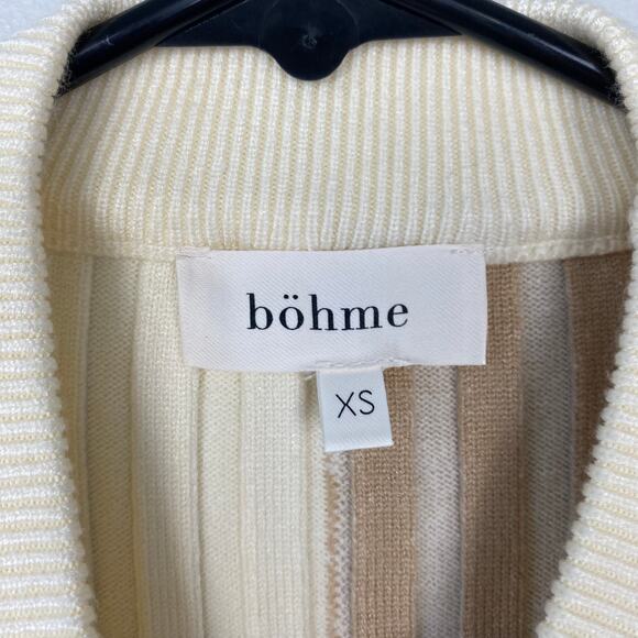 Böhme Colorblock Ribbed Sweater‎ Mock Neck Long Sleeve Stretch Fitted Size XS - Picture 7 of 9